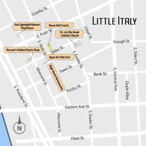 Baltimore's Little Italy Map with Attractions - Baltimore, MD